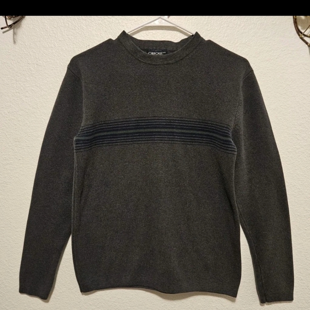 Vintage 90s Cherokee Sweater Made in UK 100% Cotton Striped Crewneck Small MINT